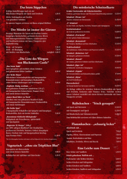Speisekarte - Krimihotel