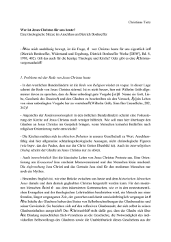 Christiane Tietz Wer ist Jesus Christus für uns heute? Eine