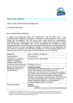 Idee f&uuml;r den Unterricht Jesus in den abrahamitischen Religionen
