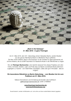 Ein St&auml;ndchen zum Geburtstag? An alle Liebhaber Bachs