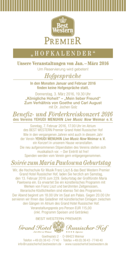 Hofkalender Januar - M&auml;rz 2016