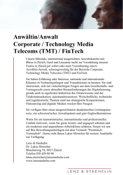 Anwältin/Anwalt Corporate / Technology Media Telecoms (TMT)