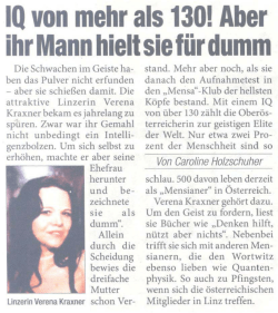 IQ von mehr als 130! Aber ihr Mann hielt sie f&uuml;r dumm