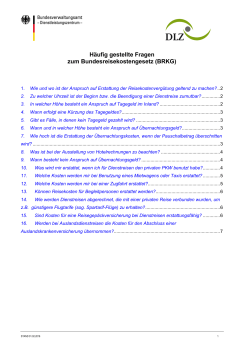 H&auml;ufig gestellte Fragen zum Bundesreisekostengesetz (BRKG)