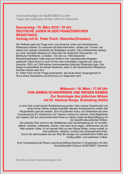 Donnerstag / 10. M&auml;rz 2016 / 18 Uhr DEUTSCHE JUDEN IN DER
