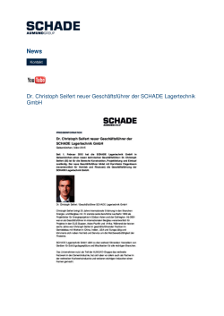 Dr. Christoph Seifert neuer Geschäftsführer der SCHADE