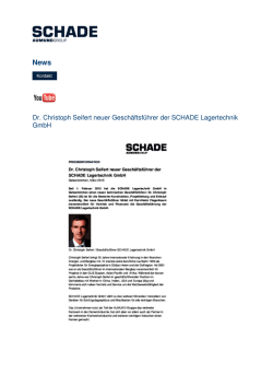 Dr. Christoph Seifert neuer Gesch&auml;ftsf&uuml;hrer der SCHADE