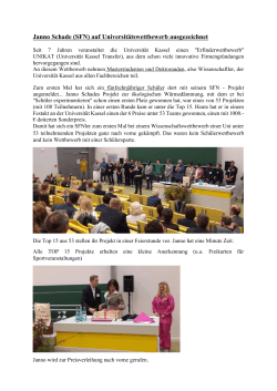 Janno Schade (SFN) auf Universitätswettbewerb ausgezeichnet