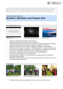Rückblick: Aktivitäten und Projekte 2015