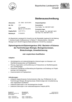 Stellenausschreibung - des Bayerischen Landesamt für Umwelt