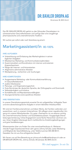 Marketing AssistentIn, 80-100%