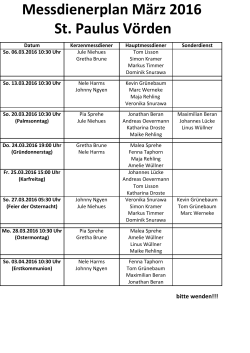 Messdienerplan März 2016 - St. Paulus Apostel in Vörden