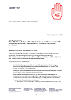 Rote-Hand-Brief zu Viekirax® (Ombitasvir, Paritaprevir, Ritonavir