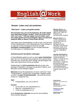Englisch Loben und Lob annehmen