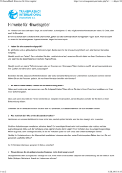 Hinweise f&uuml;r Hinweisgeber
