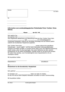 Information zum sonderp&auml;dagogischen F&ouml;rderbedarf Ihrer Tochter