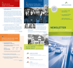 NEWSLETTER 2 / 2015 DEZEMBER