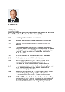 Dr. Matthias Cord Jahrgang 1964 verheiratet, 2 Kinder Studium der