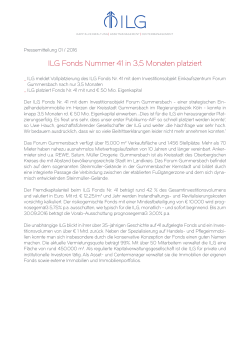 ILG Fonds Nummer 41 in 3,5 Monaten platziert