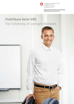 Praktikum beim VBS. Viel Erfahrung in wenigen Monaten. [PDF, 220