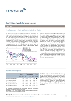 Credit Suisse Hypothekenzinsprognosen