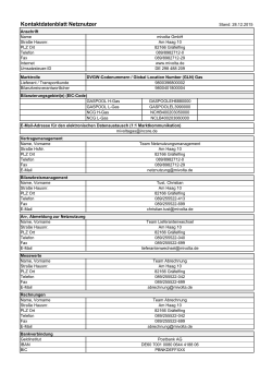 Kontaktdatenblatt für Marktpartner Gas