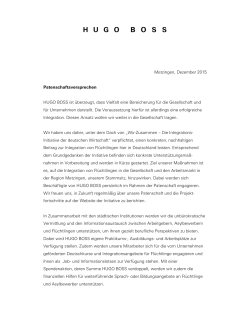 Metzingen, Dezember 2015 Patenschaftsversprechen HUGO BOSS