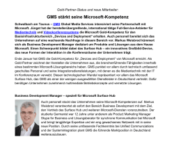 Gold-Partner-Status und neue Mitarbeiter: GMS st&auml;rkt seine