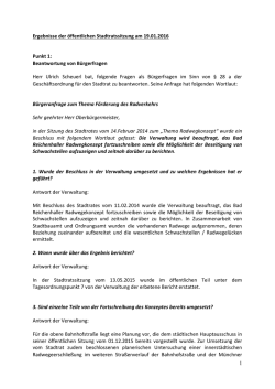 1 Ergebnisse der öffentlichen Stadtratssitzung am 19.01.2016 Punkt