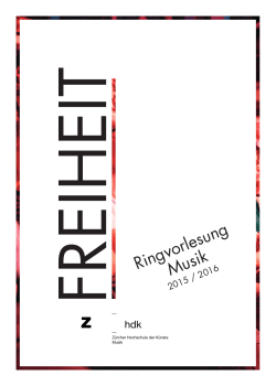 FREIHEIT Ringvorlesung Musik - Zürcher Hochschule der Künste