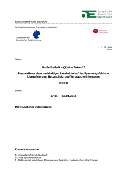 Gro&szlig;e Freiheit &ndash; (k)eine Zukunft? Perspektiven einer nachhaltigen