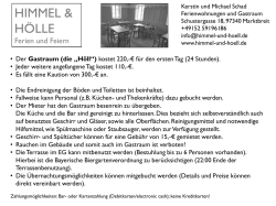 HIMMEL H&Ouml;LLE Preisliste Gastraum