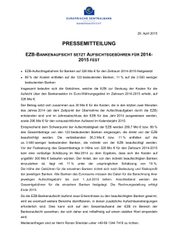 EZB-Bankenaufsicht setzt Aufsichtsgebühren für 2014