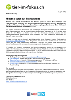 Micarna setzt auf Transparenz - tier-im