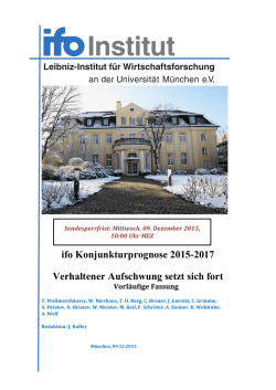 ifo Konjunkturprognose 2015-2017: Verhaltener Aufschwung setzt