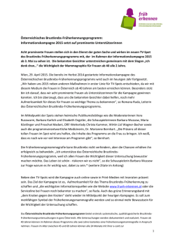 Informationskampagne 2015 setzt auf prominente Unterst&uuml;tzerinnen