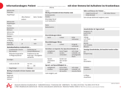 Informationsbogen: Patienten mit einer Demenz bei Aufnahme ins