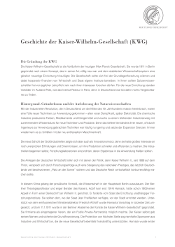 Geschichte der Kaiser-Wilhelm-Gesellschaft (KWG) - Max