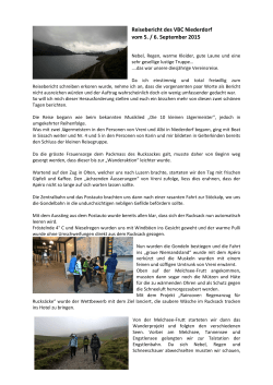Reisebericht des VBC Niederdorf vom 5. / 6. September 2015