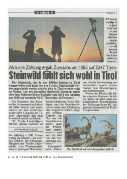23. Juli 2015, Steinwild fühlt sich wohl in Tirol, Kronenzeitung