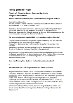 H&auml;ufig gestellte Fragen Zink Luft Standard und