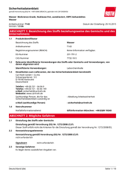 Sicherheitsdatenblatt: Wasser