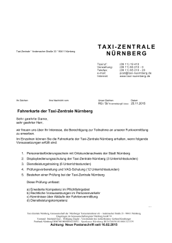 Informationsblatt zum Erwerb der Fahrerkarte - Taxi