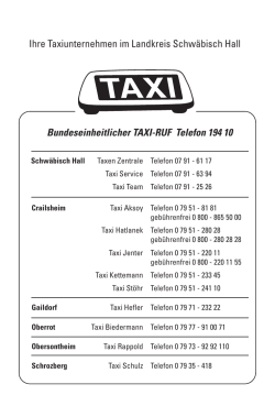 Taxi - Kreisverkehr Schwäbisch Hall