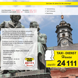 Taxi-Dienst Hanau Stadt und Land e.G. Dresdener Str. 4 63454