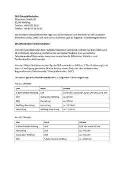DLR Oberpfaffenhofen M&uuml;nchner Stra&szlig;e 20 82234 We&szlig;ling Telefon
