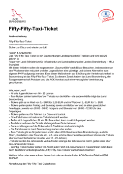 Fifty-Fifty-Taxi-Ticket - Sicheres Brandenburg