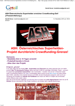 ASH-Österreichische Superhelden erreichen Crowdfunding