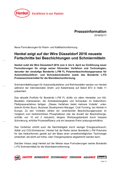 Henkel zeigt auf der Wire Düsseldorf 2016 neueste Fortschritte bei