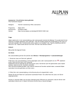 Lizenzserver - Es wird keine Lizenz gefunden FAQ Technischer